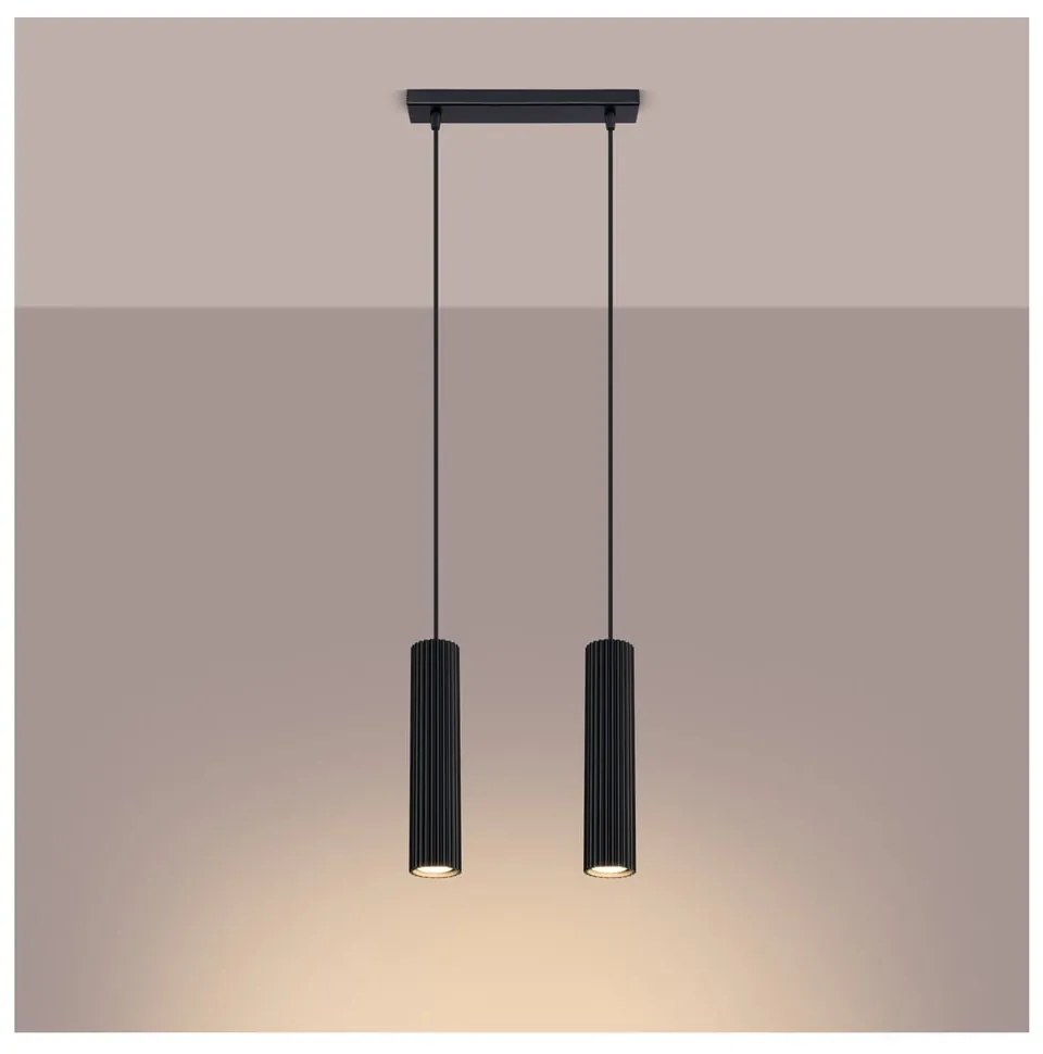 Lampadario nero in metallo Gleam – Sollux