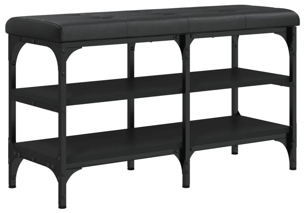 Panca porta scarpe nera 82x32x47 cm in legno multistrato