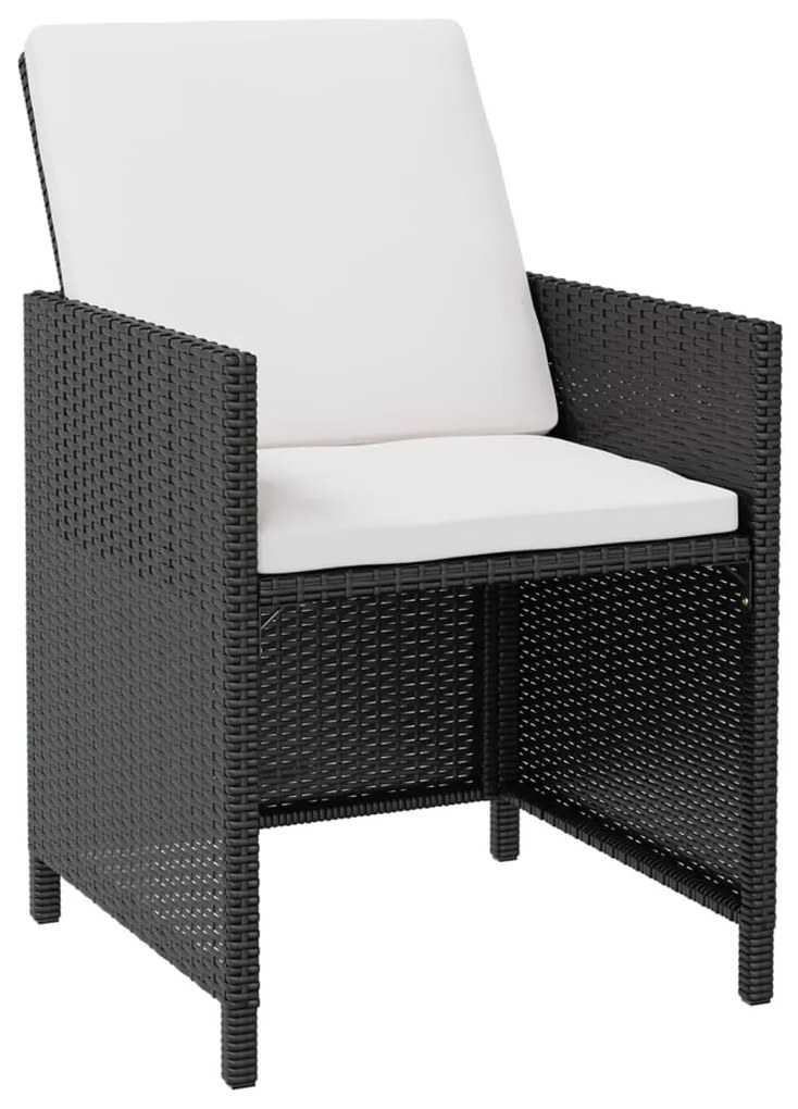 Set da pranzo da giardino 9 pz in polyrattan e acacia nero