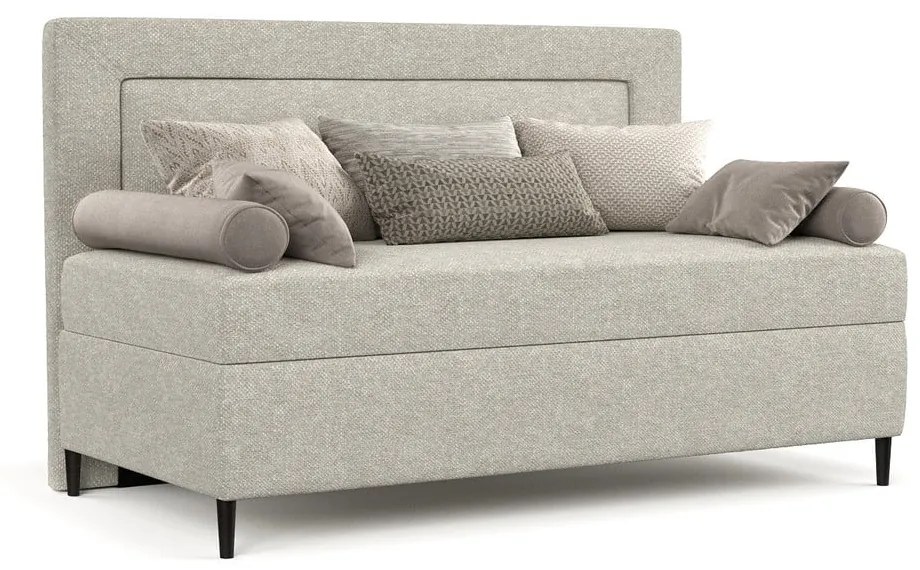 Letto singolo imbottito grigio e beige 100x200 cm Alba - Maison de Rêve