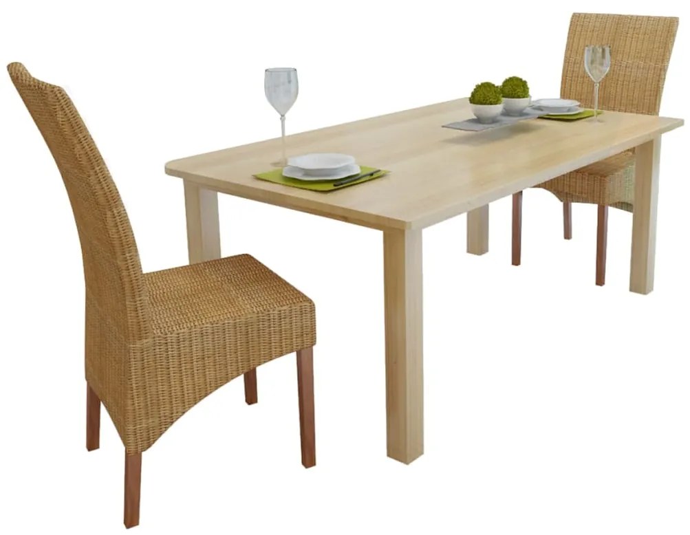 Sedie da pranzo 2 pz marroni in rattan naturale