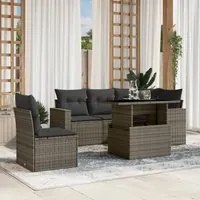 Set Divano da Giardino 6 pz con Cuscini Grigio in Polyrattan 3267280