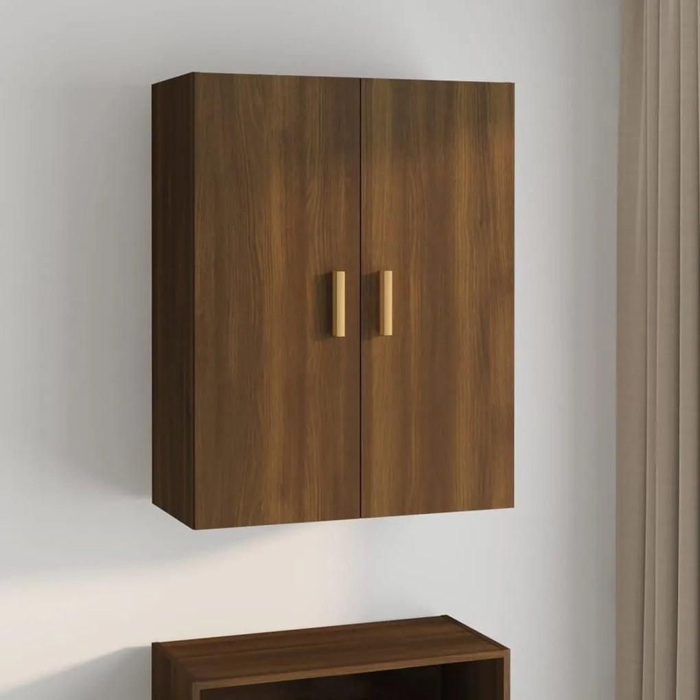 Armadietto Pensile A Parete Rovere Marrone 69,5x34x90 Cm /