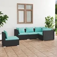 Set Divani da Giardino 5 pz con Cuscini in Polyrattan Nero cod mxl 42281