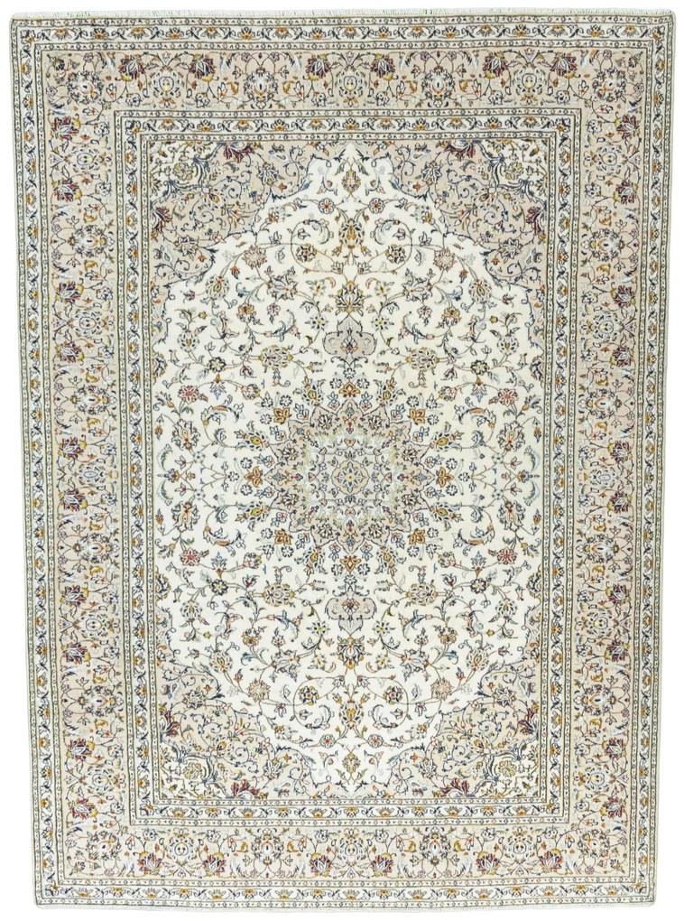 Kashan Tappeto 250x350 Beige (Iran) Annodato A Mano