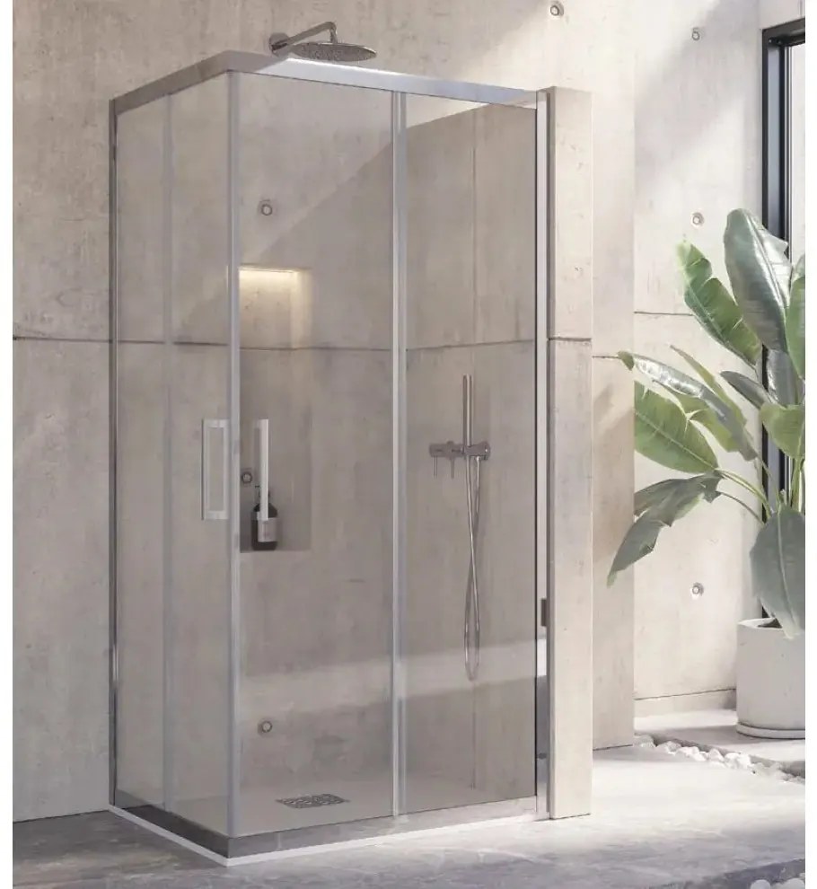 Box Doccia Doppia Scorrevole 8mm Anticalcare Acciaio Inox H190