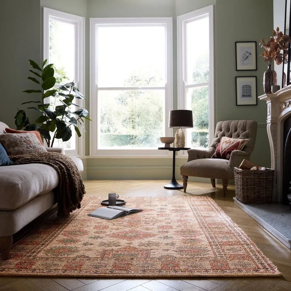Tappeto rosa e color terracotta in misto iuta tessuto a mano 160x230 cm Lana Jute – Flair Rugs