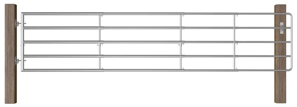 Cancello Da Giardino İn Acciaio 5 Sbarre (150-400)x90cm Argento /