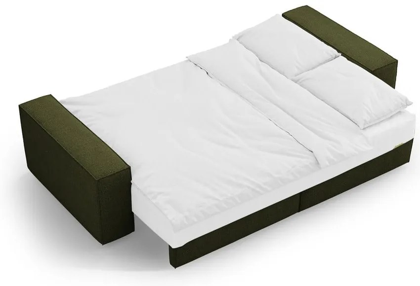 Divano letto verde scuro in tessuto bouclé 247 cm Jodie - Micadoni Home