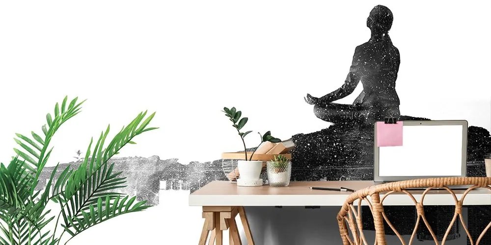 Carta da parati – Meditazione femminile in bianco e nero