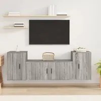 Set Mobili Porta TV 3 pz Grigio Sonoma in Legno Multistrato 3188516