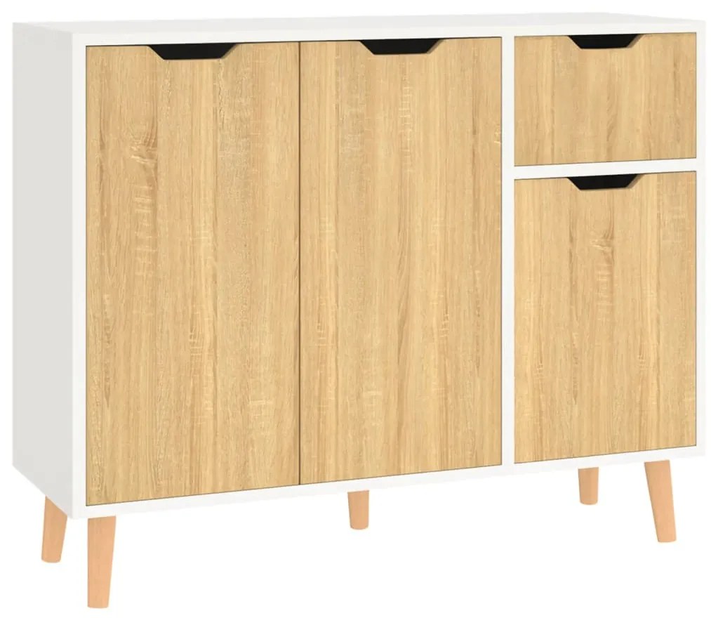 Credenza bianca e rovere sonoma 90x30x72 cm in truciolato