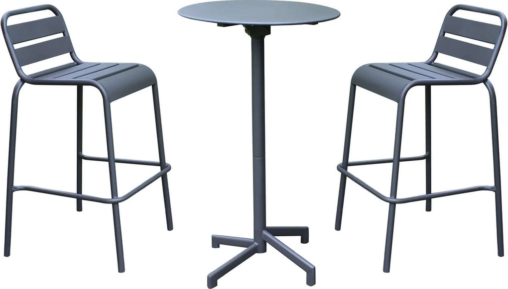 OPERA - set tavolo in metallo cm Ø 60 x 102 h con 2 sgabelli Opera