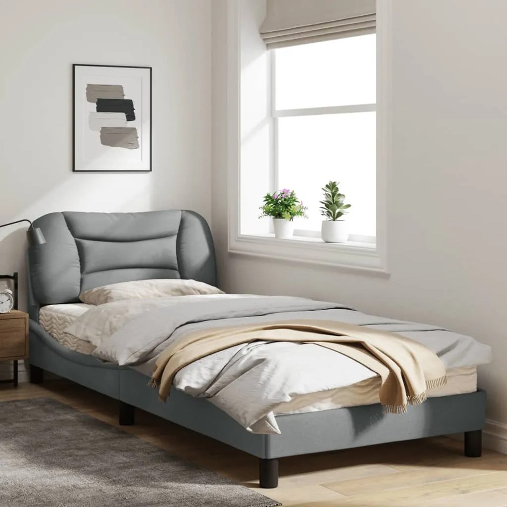 Giroletto con luci led grigio chiaro 90x200 cm in tessuto