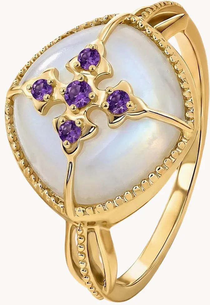 Anello placcato oro con pietre preziose Suzette