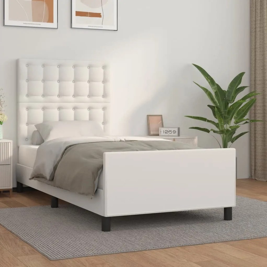 Giroletto con testiera bianco 90x190 cm in similpelle