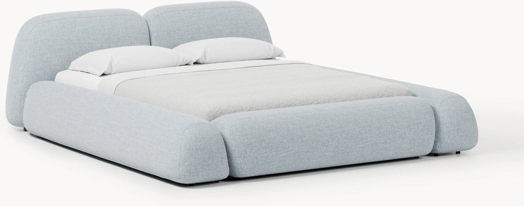 Letto imbottito in bouclé con contenitore Wolke