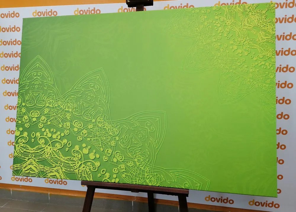 Stampa su tela – Elementi moderni di Mandala in sfumature di verde