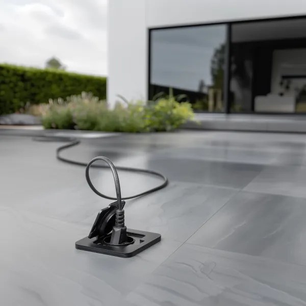 Solight 5B322B - Presa a pavimento da incasso per esterno IP55 nero rettangolare