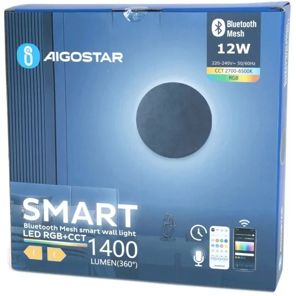 Aigostar - LED RGBW Dimmerabile muro Lampada MESH Smart LED/12W/230V + +TC nero