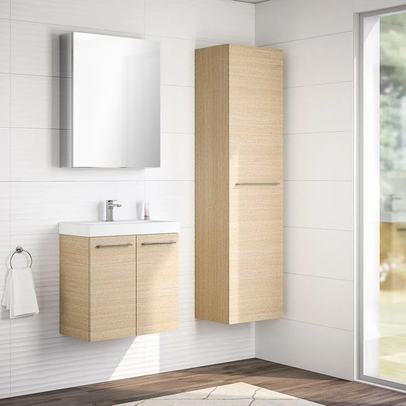 Mobile sottolavabo e lavabo Remix rovere naturale L 60 x H 57.7 x P 33 cm, 2 ante