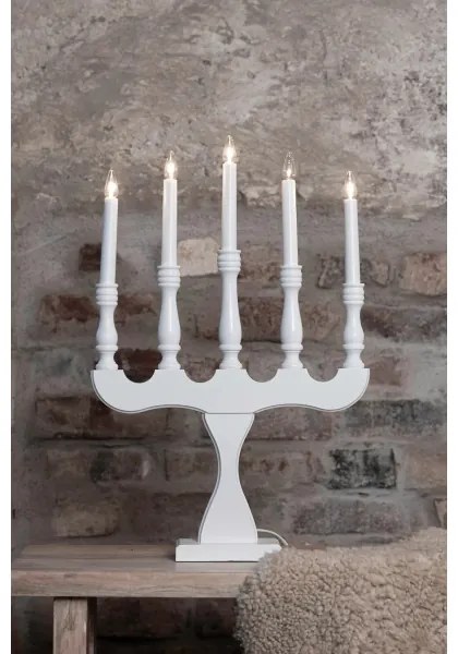 Markslöjd 706278 - Candeliere natalizio SVANEHOLM 5xE10/3W/230V pino/bianco