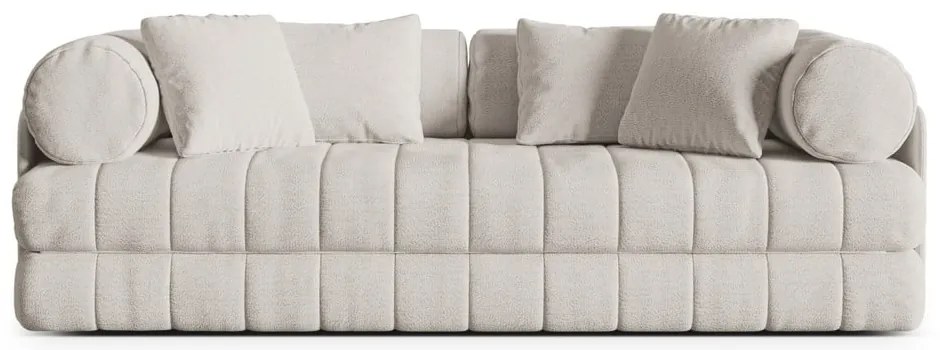 Divano beige allungabile con rivestimento in bouclé 206 cm Kemi – Cosmopolitan Design