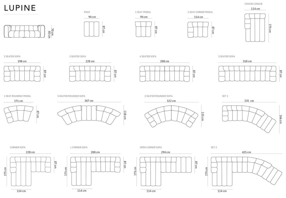 Divano beige 228 cm Lupine - Micadoni Home