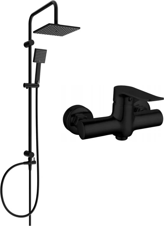 Mexen Tord set doccia esterno con soffione e miscelatore doccia Pecos, nero - 72740200-70