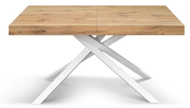 Tavolo FORTE DEI MARMI rovere rustico allungabile con base bianca 180×90 cm – 260×90 cm