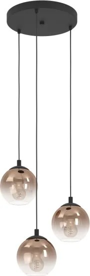 Eglo 901925 - Lampadario a cavo ARISCANI 3xE27/60W/230V nero/beige/fumé