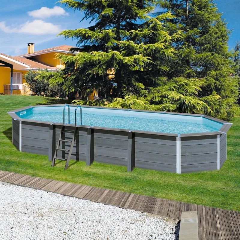 Piscina fuori terra rigida GRE KPCOV80 grigio L int 7.58 x 3.4 m