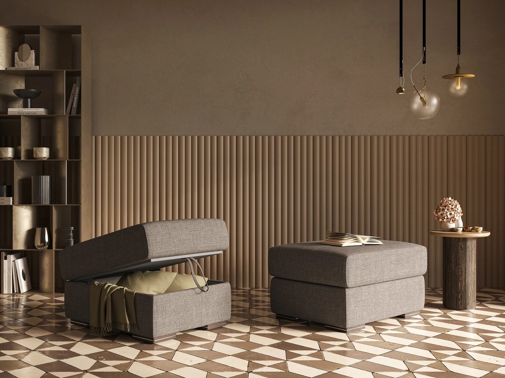 Sun pouf apribile contenitore in tessuto impermeabile morbido intreccio T06 panna