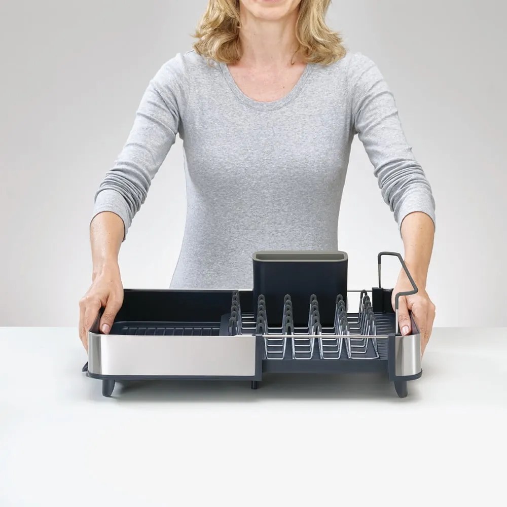 Scolapiatti regolabile grigio scuro in acciaio inox 36x32 cm Extend Steel – Joseph Joseph