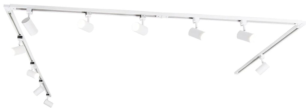Sistema di illuminazione a binario monofase Smart con 10 faretti bianchi con Wifi GU10 - Iconic Jeana