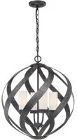 Lampadario Per Esterno Nordico Blacksmith Acciaio Nero Antico Vetro 4 Luci E14