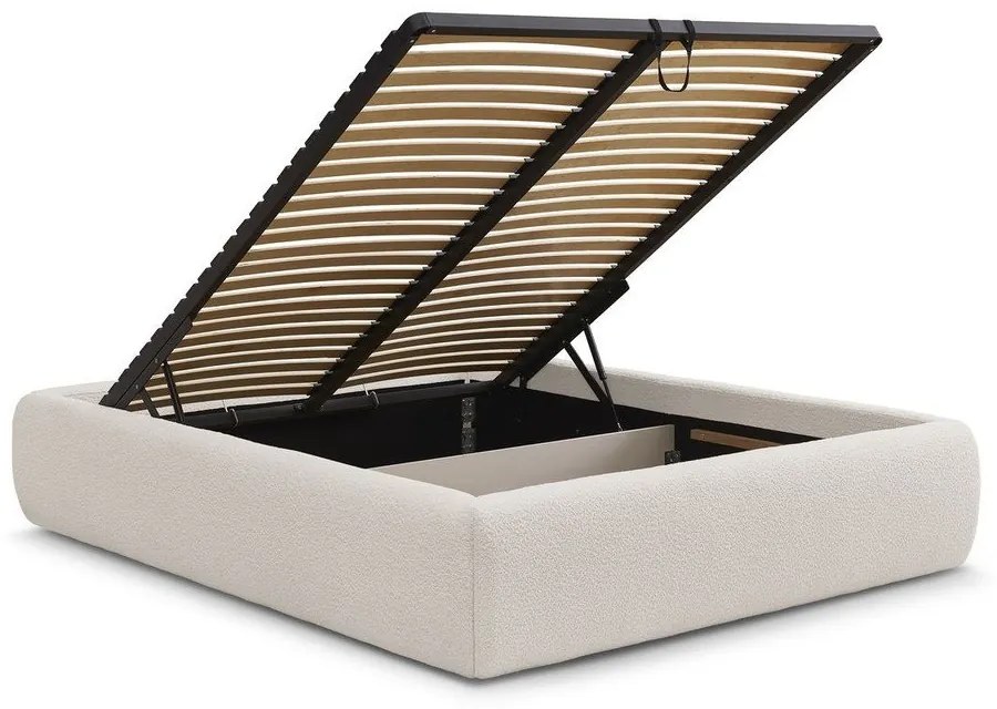 Letto matrimoniale imbottito bianco con contenitore/senza testiera con rete inclusa 180x200 cm Inera – Bobochic Paris