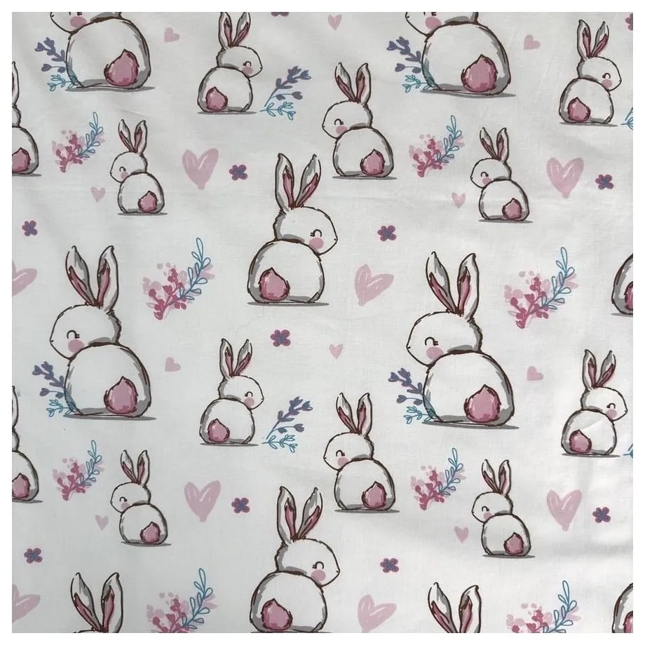 Set copripiumino e federa da bambini bianco/rosa in cotone per culla 100x135 cm Bunny "Sweet" – Jerry Fabrics