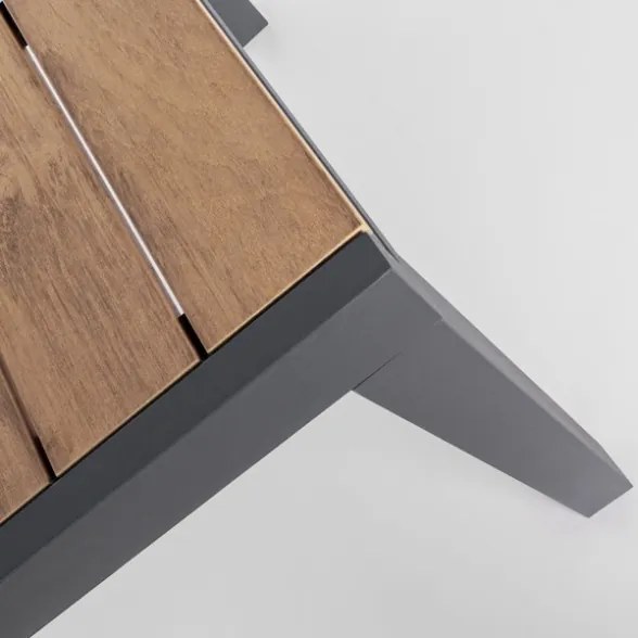 Tavolo Allungabile Per Esterno In Alluminio 90x140-200 Cm Con Doghe Di Legno Elias Antracite Bizzotto