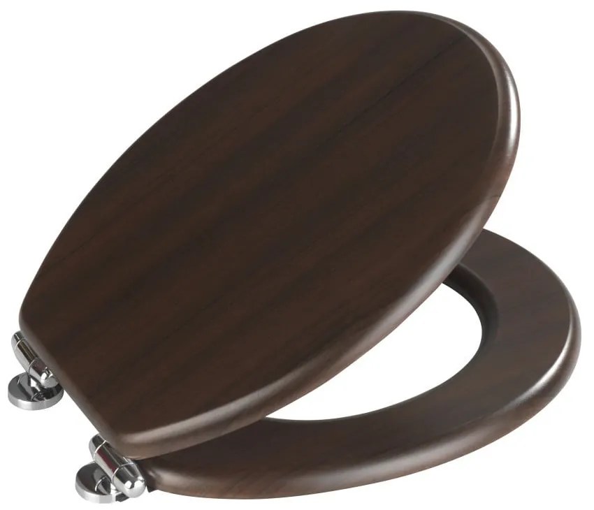 Sedile per WC scuro con chiusura facilitata Wengé, 43 x 37 cm - Wenko