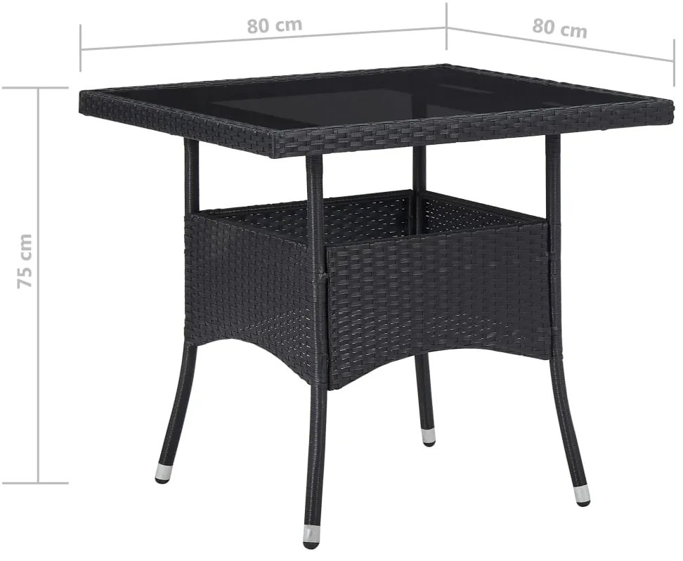 Set Mobili da Pranzo per Giardino 5 pz Polyrattan e Vetro Nero