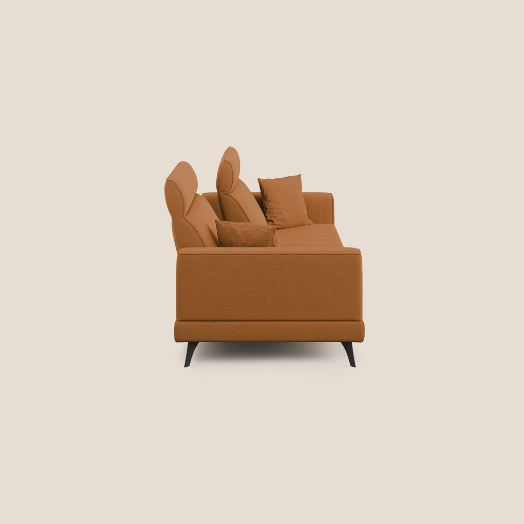 Slide Divano con schienali traslanti e poggiatesta in tessuto simil cotone impermeabile T19 arancio