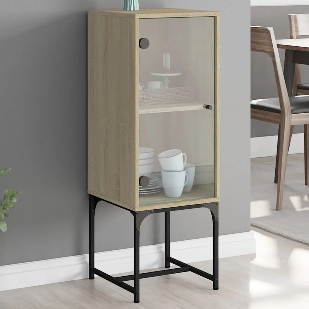 Mobile Con Anta İn Vetro Rovere Sonoma 35x37x100 Cm /