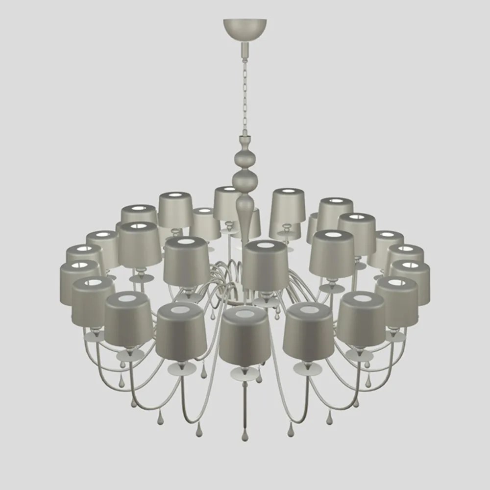 Lampadario Contemporaneo Eva In Plastica Cemento Alluminio 10 Luci