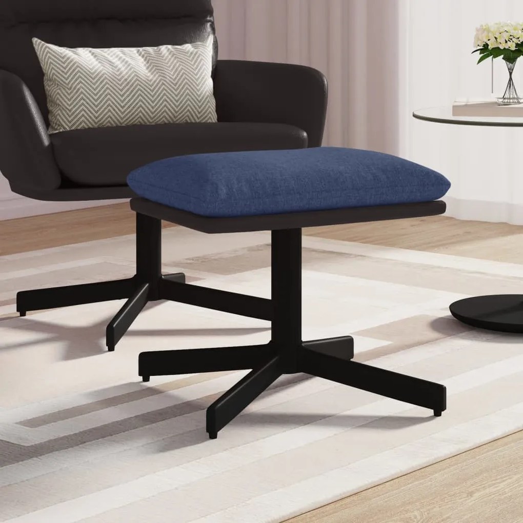 Poggiapiedi Blu 60x60x36 Cm İn Tessuto E Similpelle /