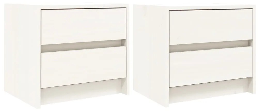 Comodini 2 pz Bianchi 40x31x35,5 cm in Legno Massello di Pino