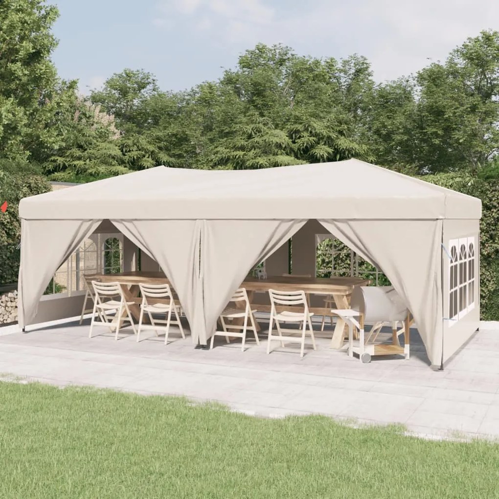 Tenda Per Feste Pieghevole Con Pareti Laterali Crema 3x6 M /