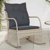 Sedia a Dondolo Giardino con Cuscini Polyrattan Grigio Chiaro 369023