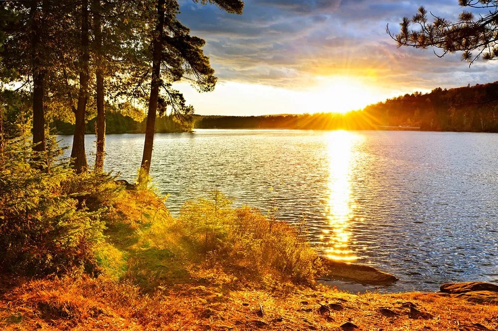Carta da parati – Tramonto sul lago
