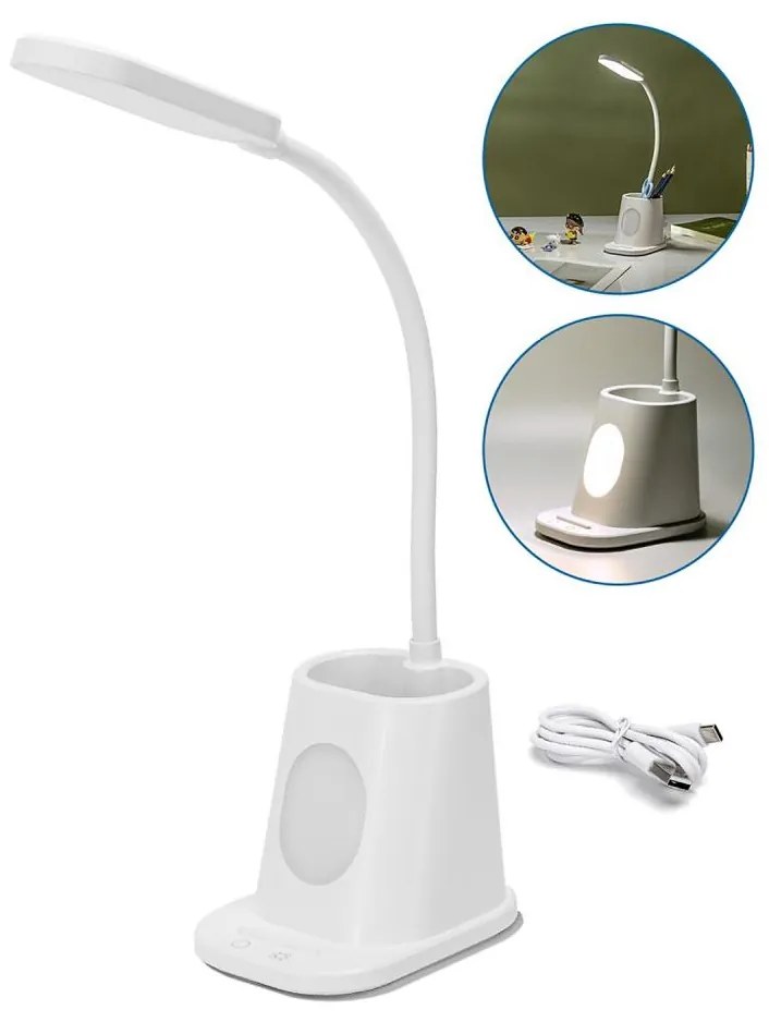 Aigostar - LED Lampada da tavolo ricaricabile dimmerabile LED/2,8W/5V 1800mAh 3000/5000K bianco